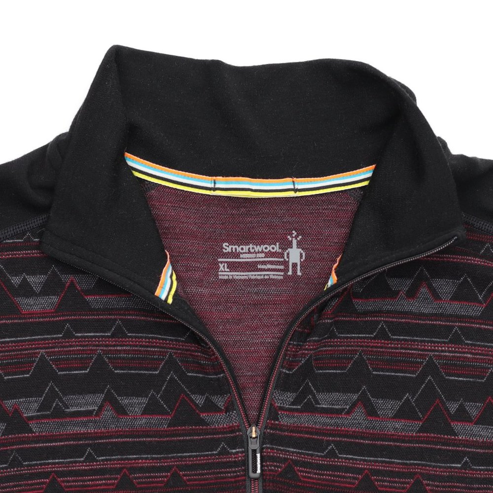 Smartwool Merino 250 Baselayer 1/4 Zip Shirt Sweater Men's XL Black/Red - Picture 1 of 11